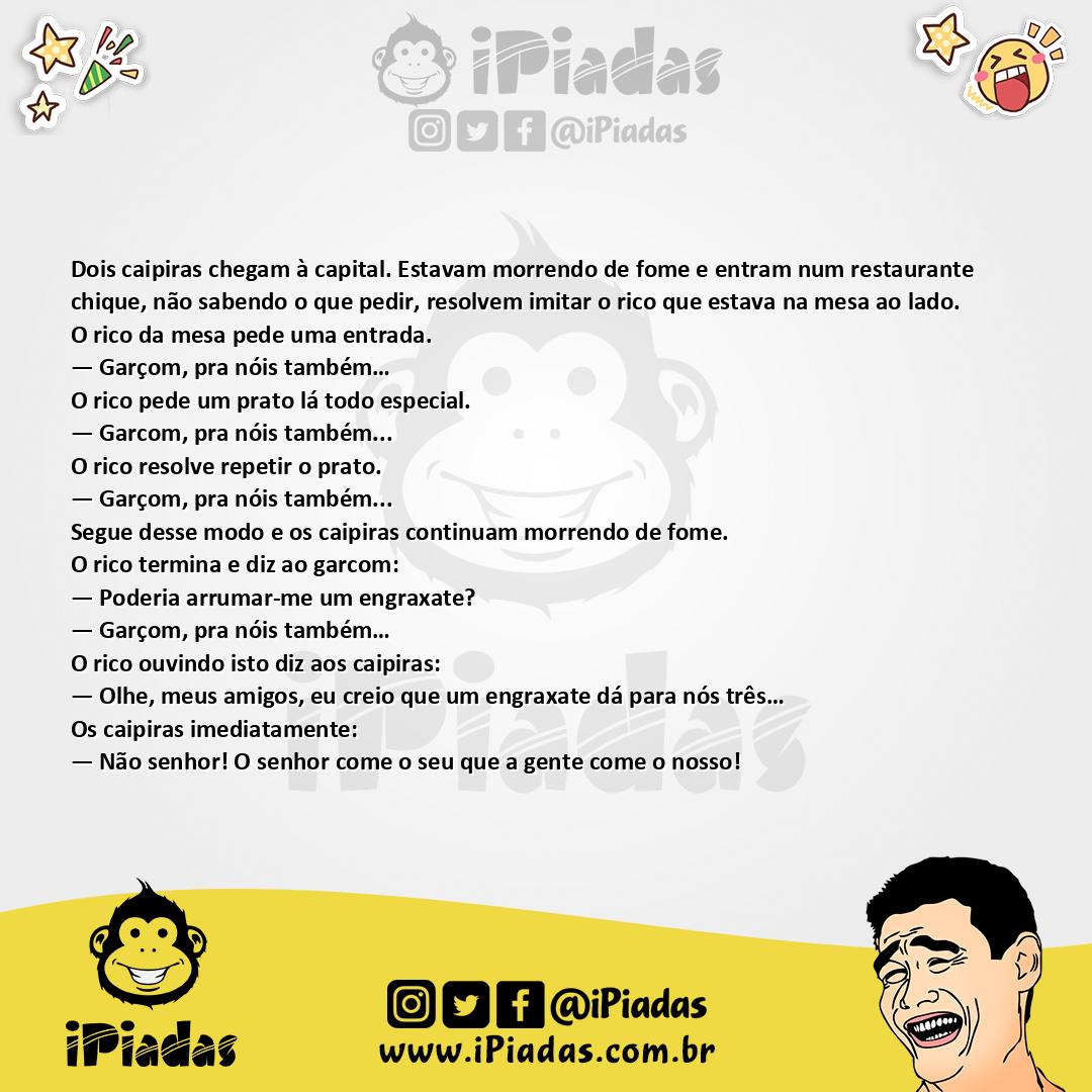 Ilustração da piada Caipiras na Restaurante no iPiadas