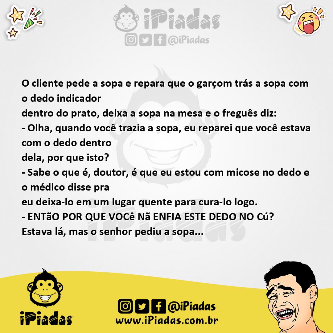 Ilustração da piada Dedo dentro da sopa no iPiadas