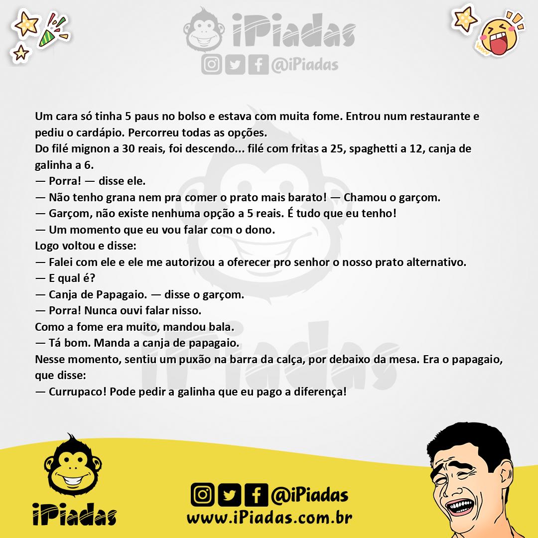 Ilustração da piada Opções do Cardápio no iPiadas