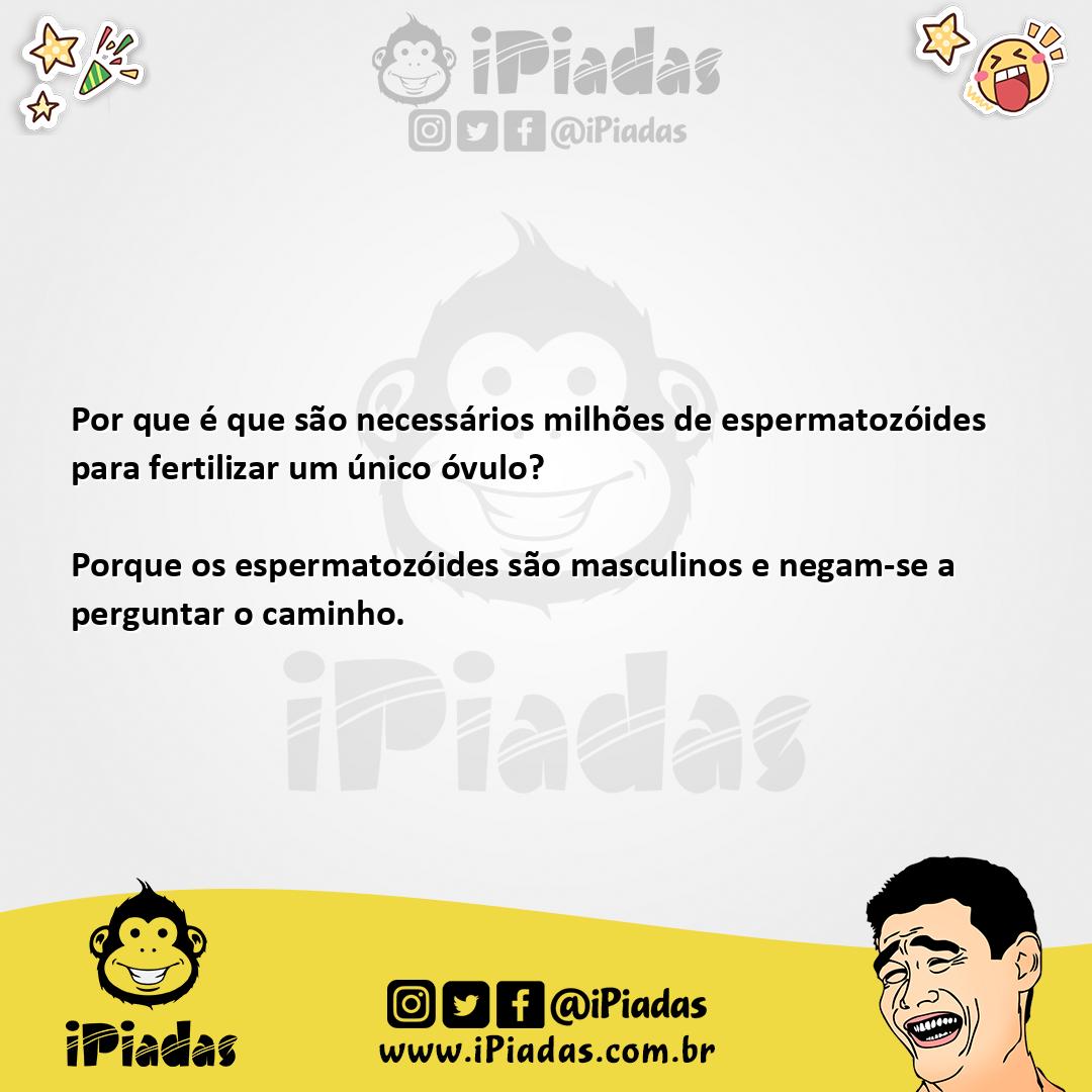 Ilustração da piada Espermatozóides fertliza um único óvulo? no iPiadas