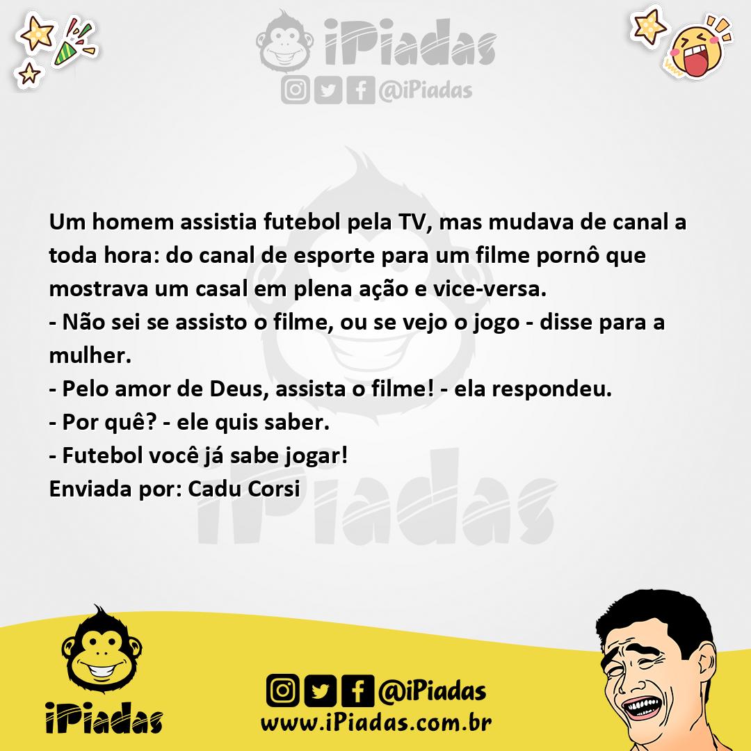 Ilustração da piada Futebol x Filme Pornô no iPiadas