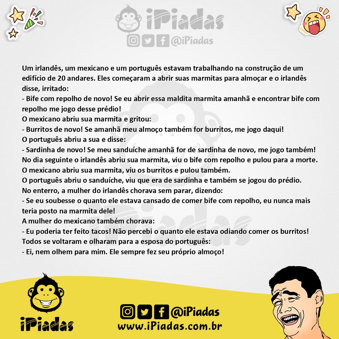 Ilustração da piada Chega dessa marmita no iPiadas