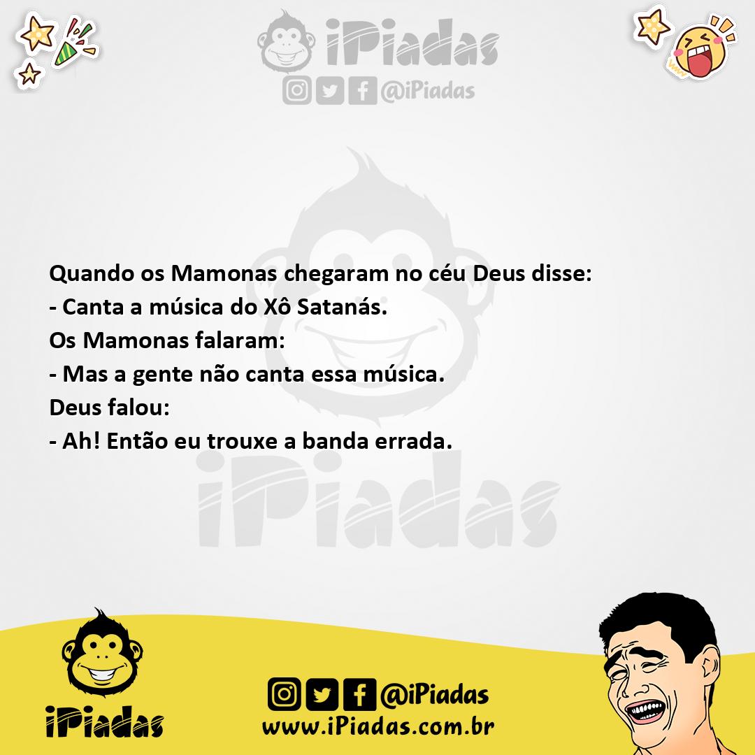 Ilustração da piada Deus disse para os Mamonas no iPiadas