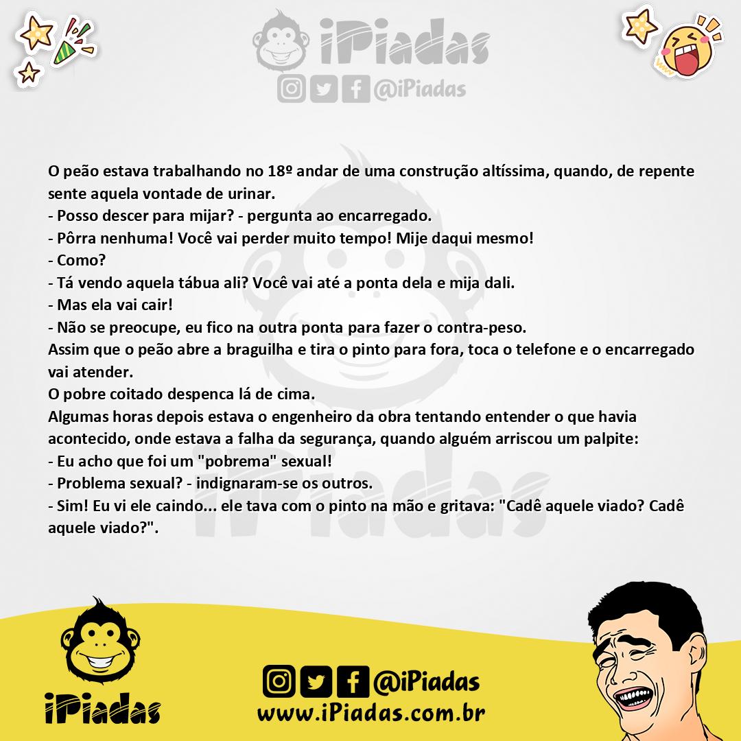 Ilustração da piada Foi mijar e caiu no iPiadas