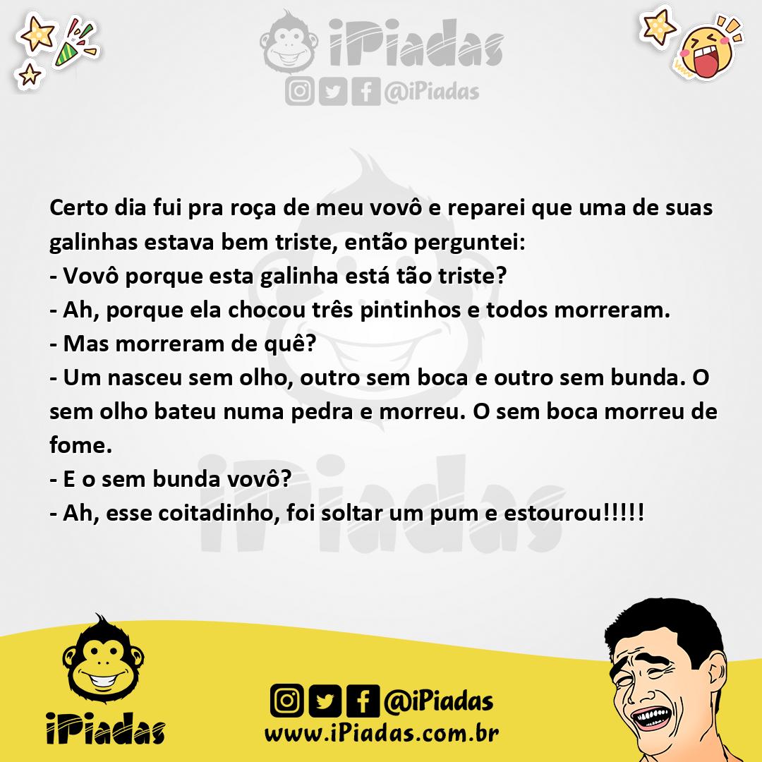 Ilustração da piada Galinha azarada no iPiadas