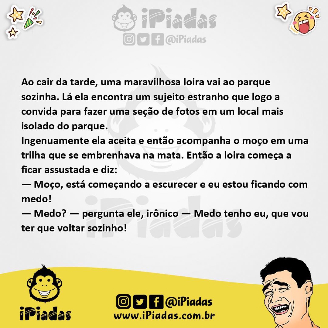 Ilustração da piada Loira com Medo no iPiadas