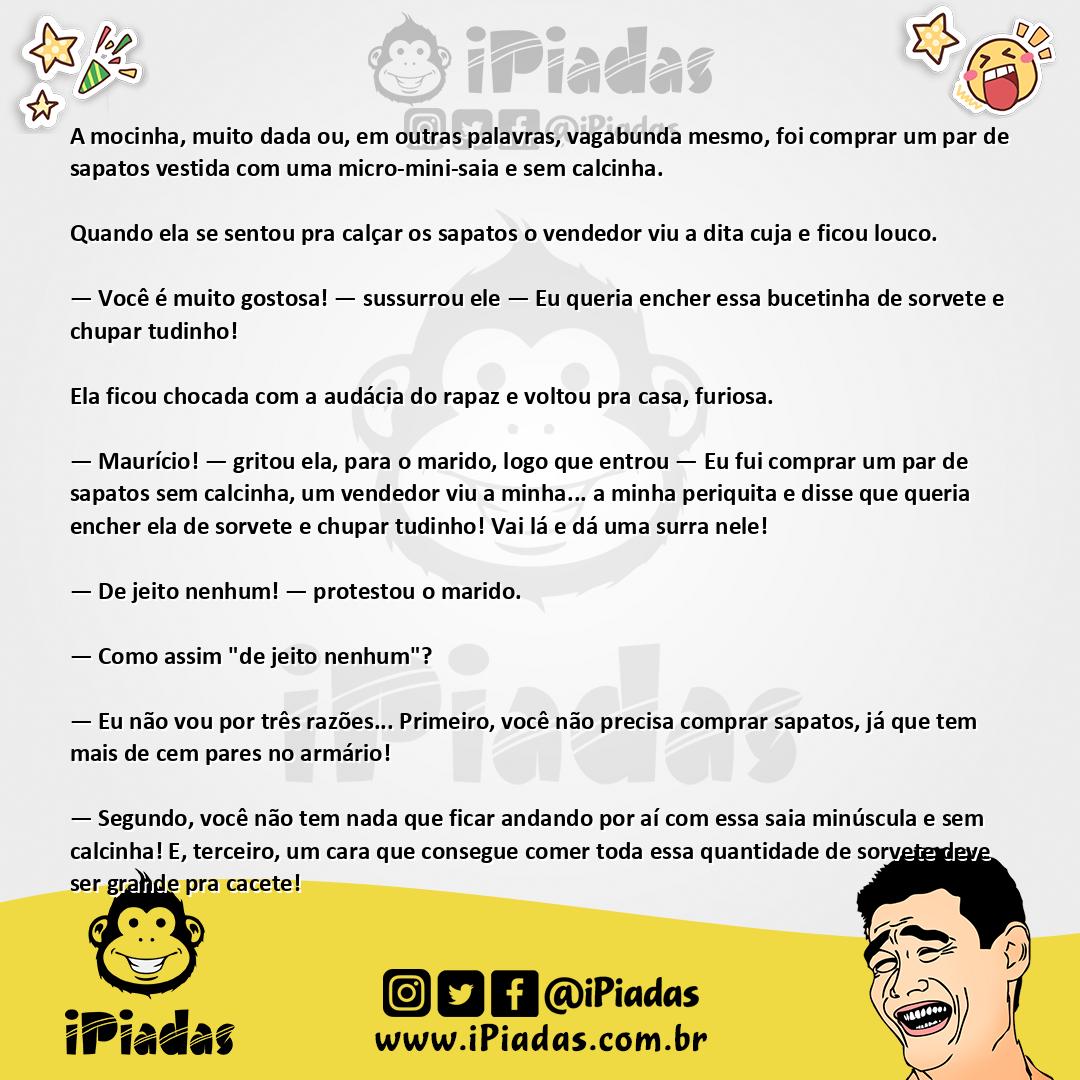 Ilustração da piada Perseguida à mostra no iPiadas