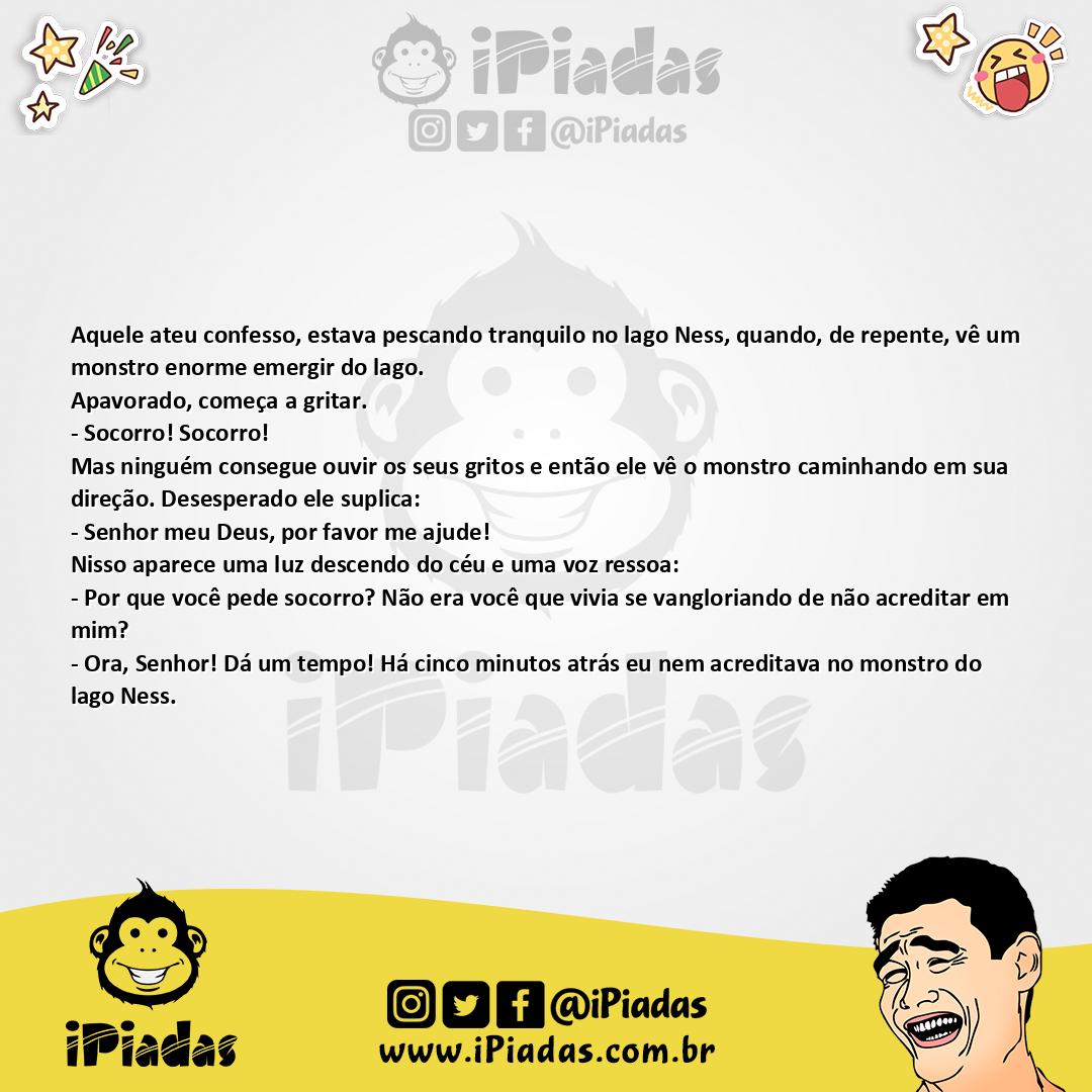 Ilustração da piada O ateu no iPiadas