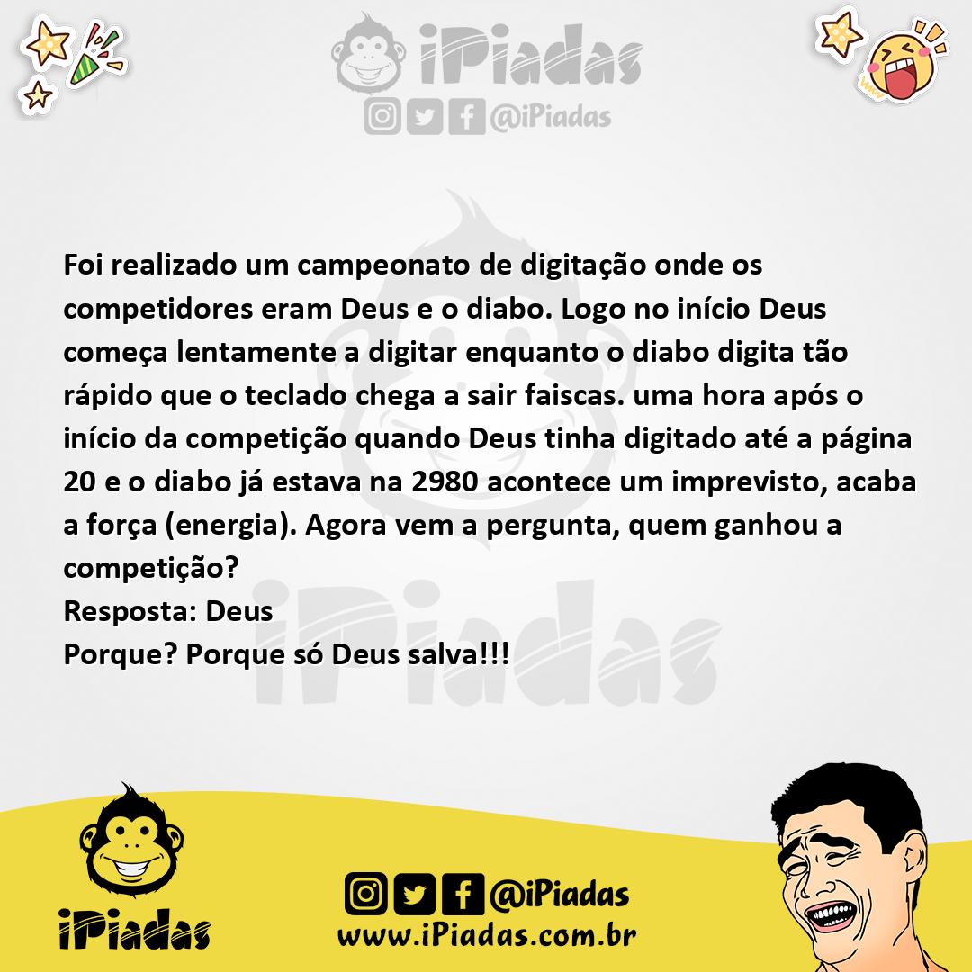Ilustração da piada Campeonato de digitação no iPiadas