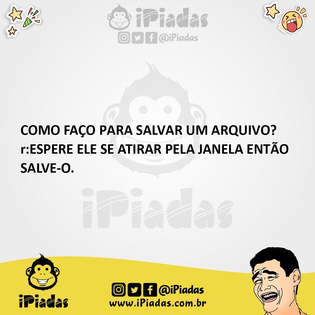 Ilustração da piada Como salvar arquivos no iPiadas