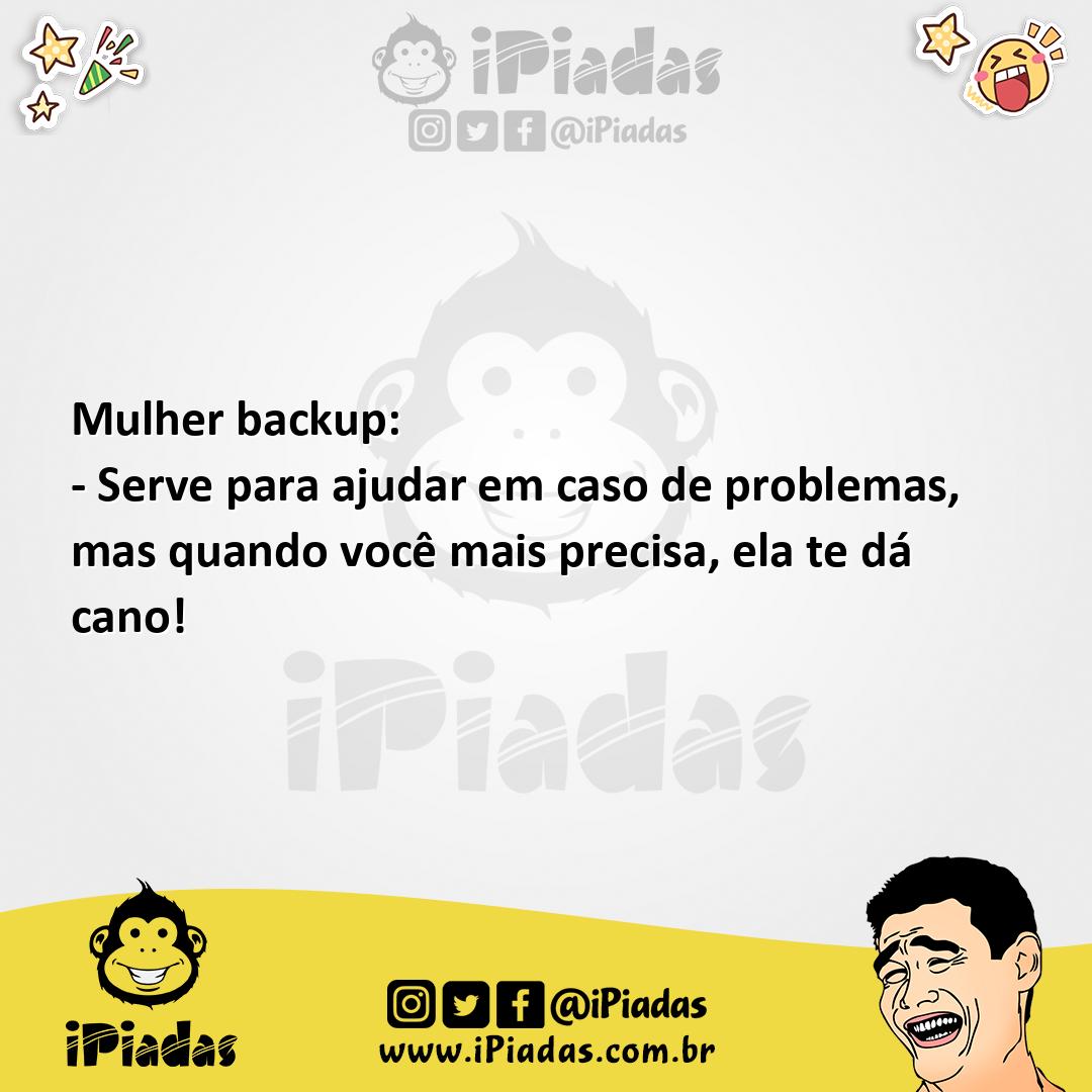 Ilustração da piada Mulher Backup no iPiadas