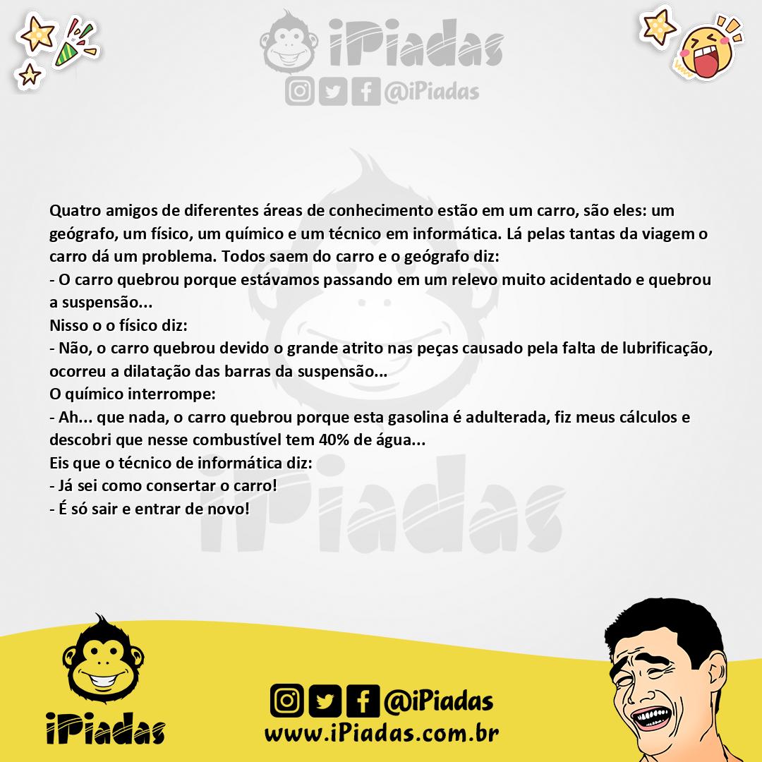 Ilustração da piada O defeito do carro no iPiadas