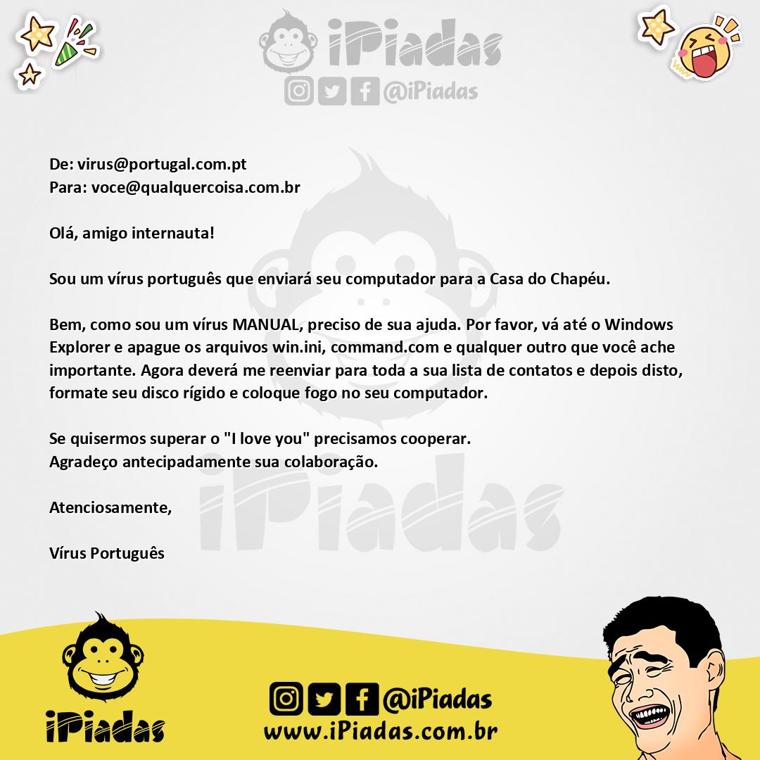Ilustração da piada O vírus Português no iPiadas