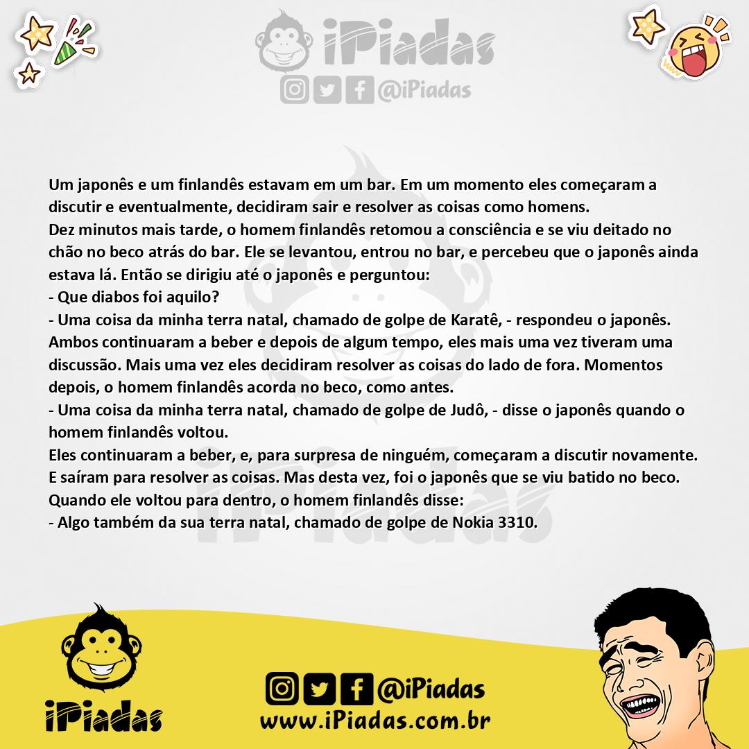 Ilustração da piada Golpe da Terra Natal no iPiadas