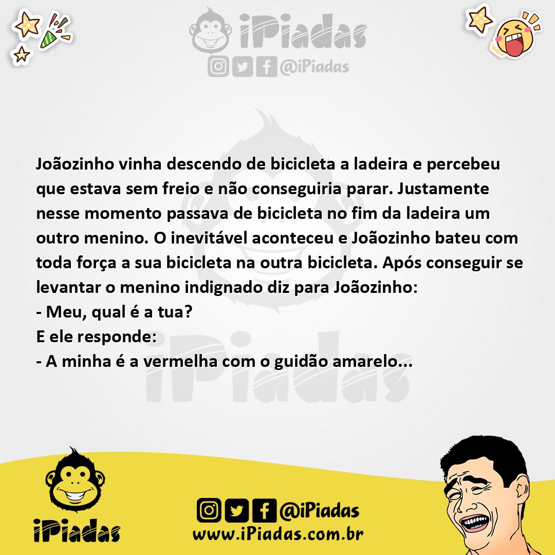 Ilustração da piada Bicicleta Sem Freio no iPiadas