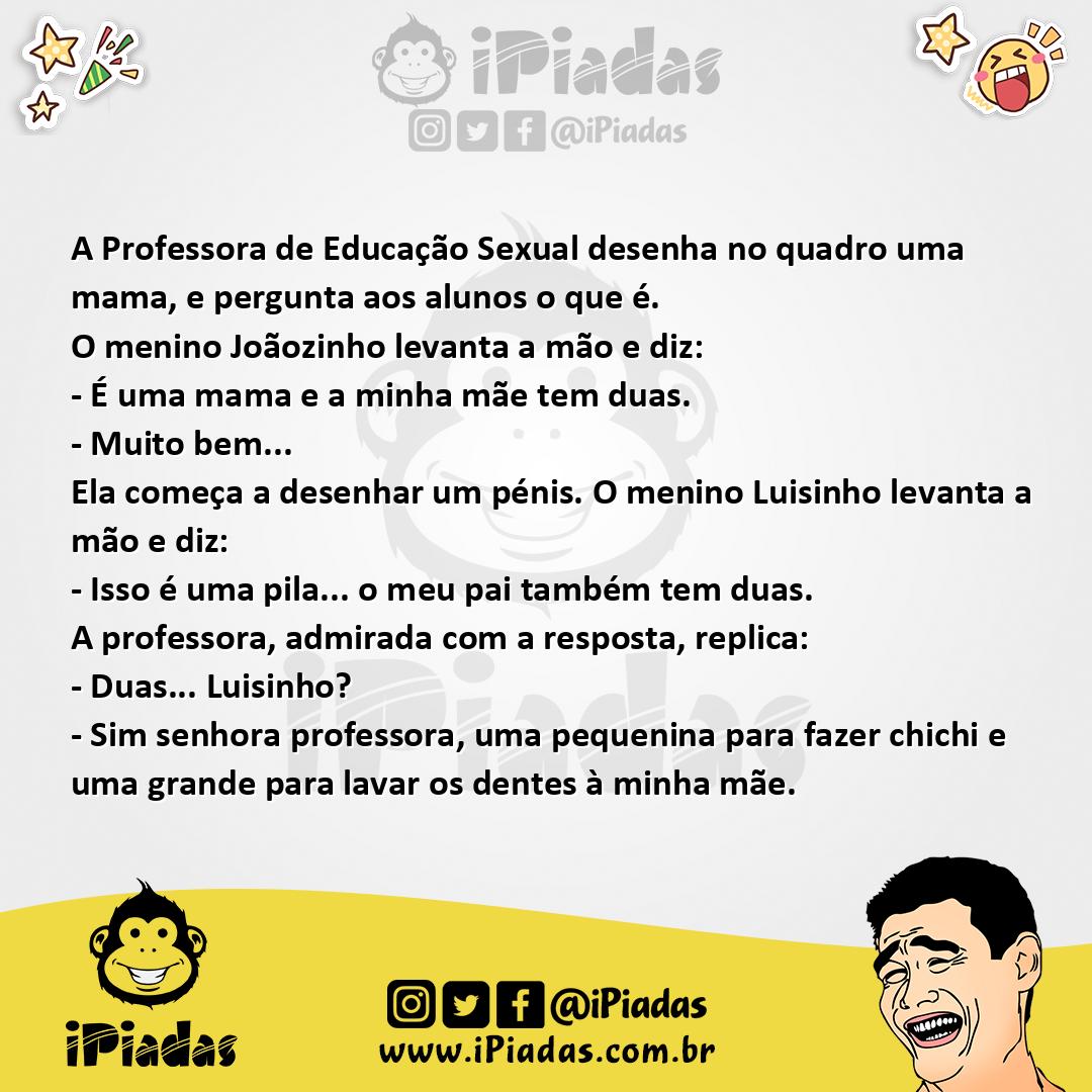 Ilustração da piada Educação sexual na escola no iPiadas