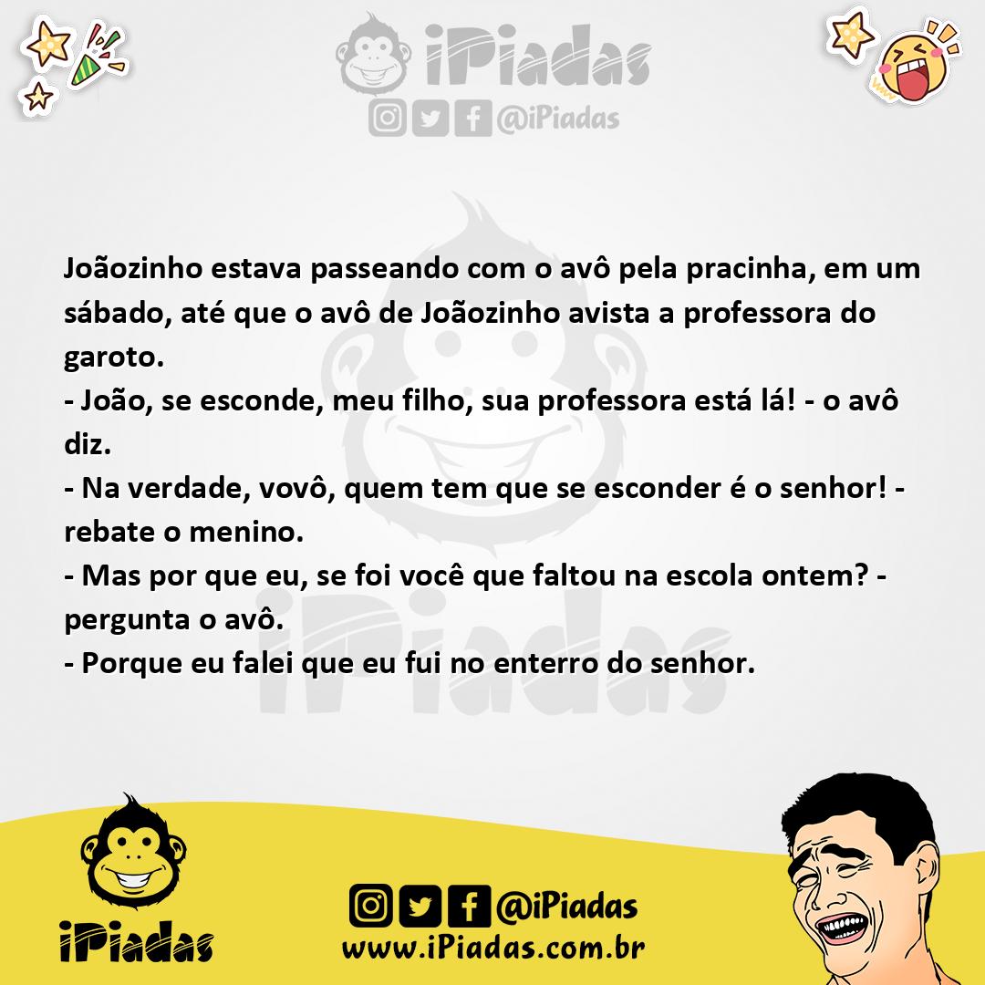 Ilustração da piada Escondendo da Professora no iPiadas