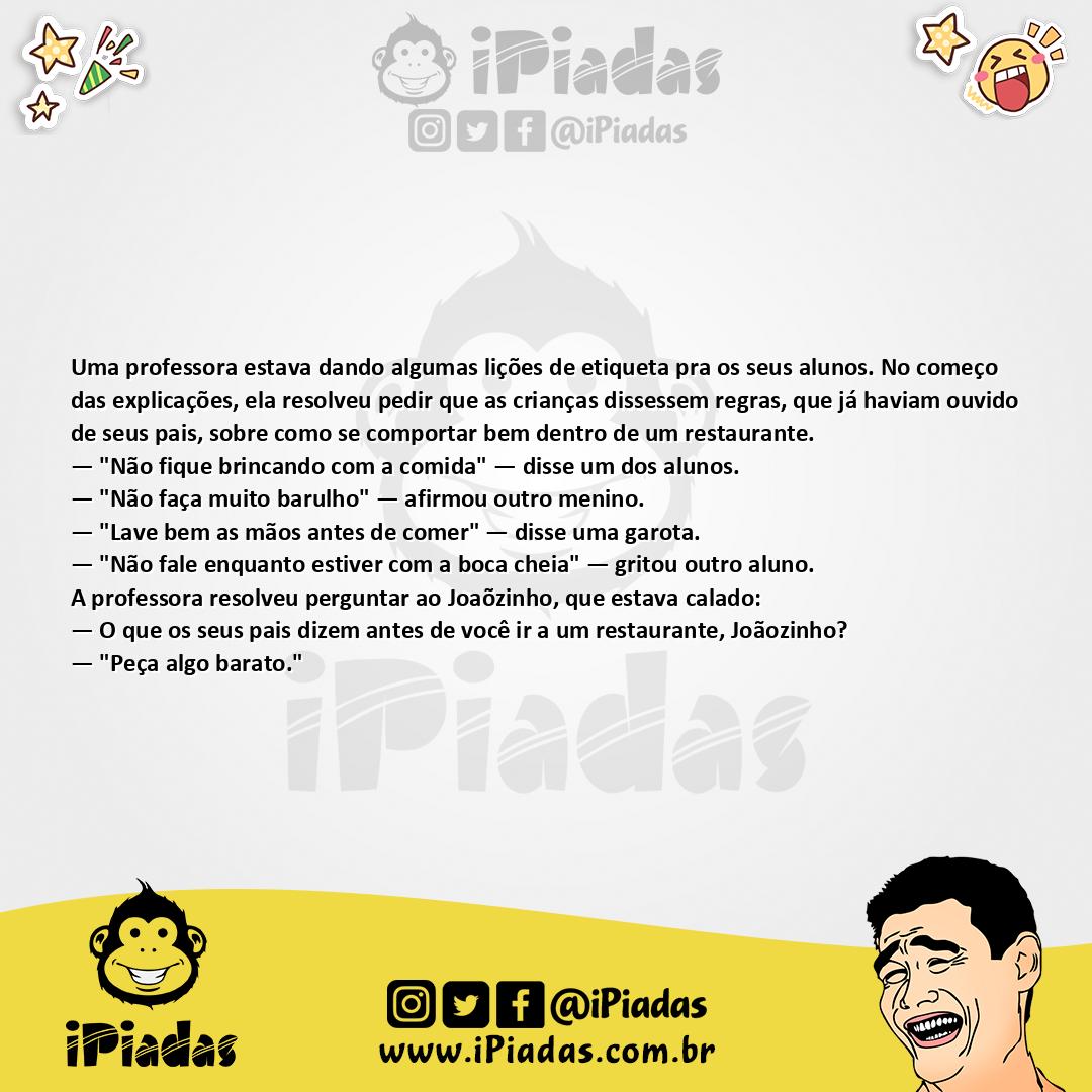 Ilustração da piada Etiqueta no Restaurante no iPiadas