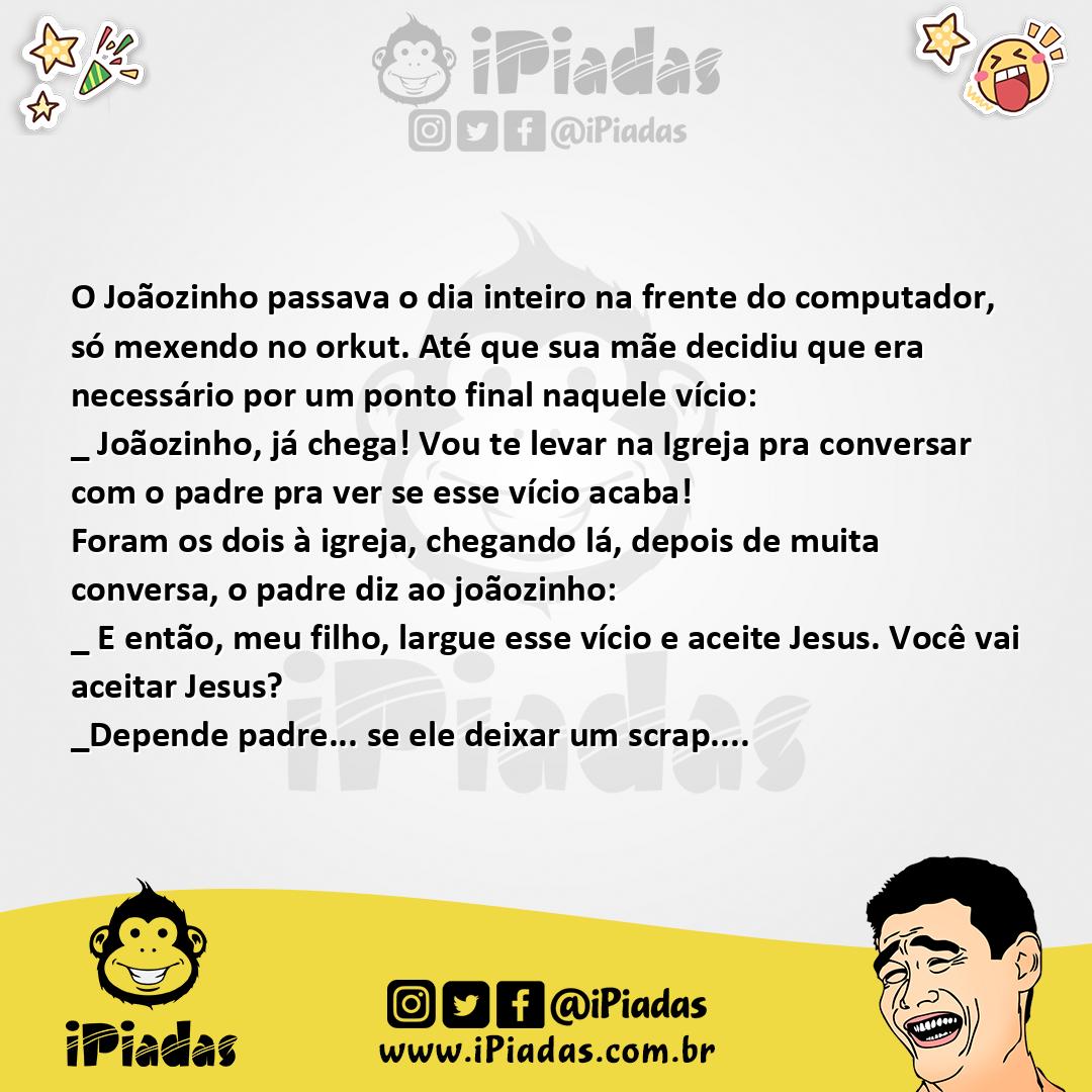 Ilustração da piada Joãozinho viciado no orkut no iPiadas