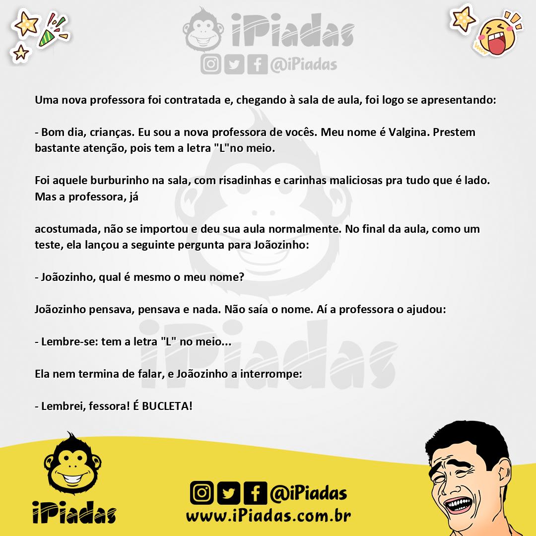 Ilustração da piada Nova Professora no iPiadas