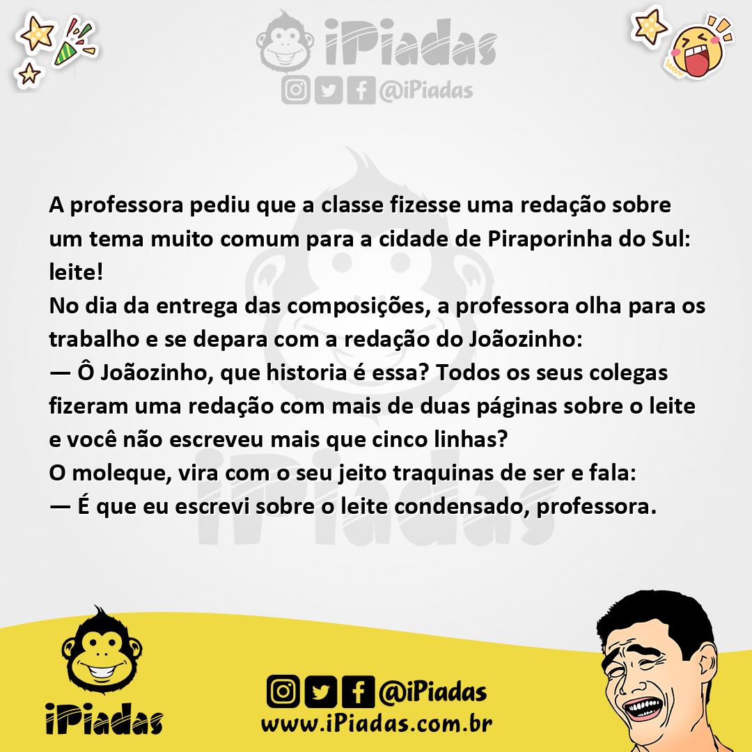 Ilustração da piada Redação Sobre o Leite no iPiadas