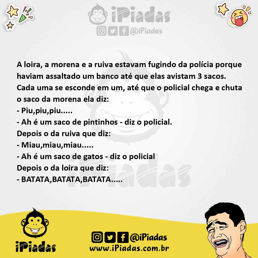 Ilustração da piada Assaltantes Loira, morena e ruiva no iPiadas