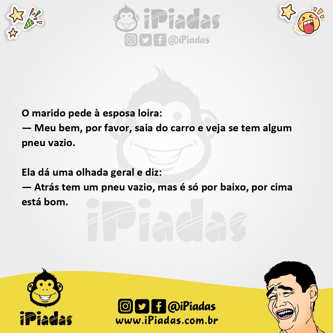Ilustração da piada A loira e o pneu no iPiadas