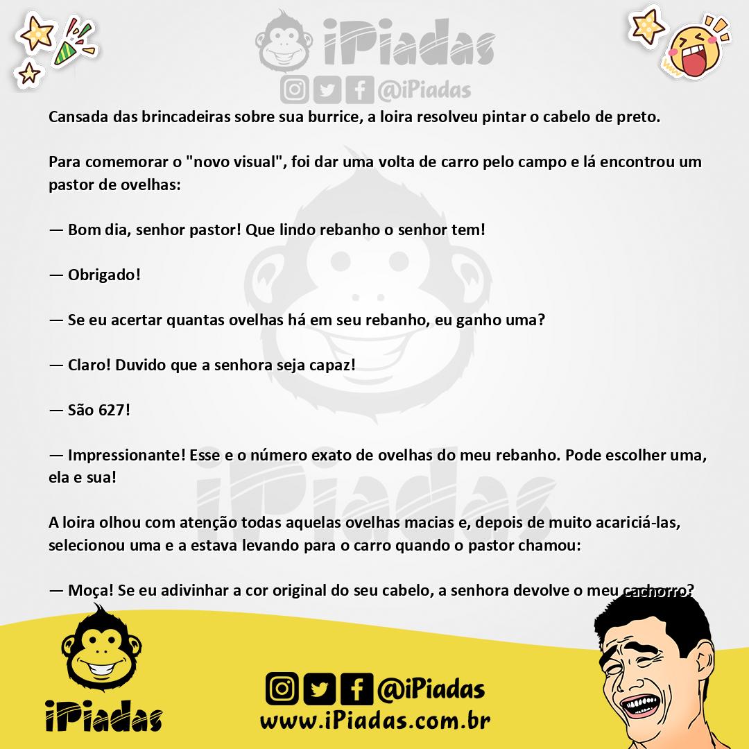 Ilustração da piada A loira e seu "novo visual" no iPiadas