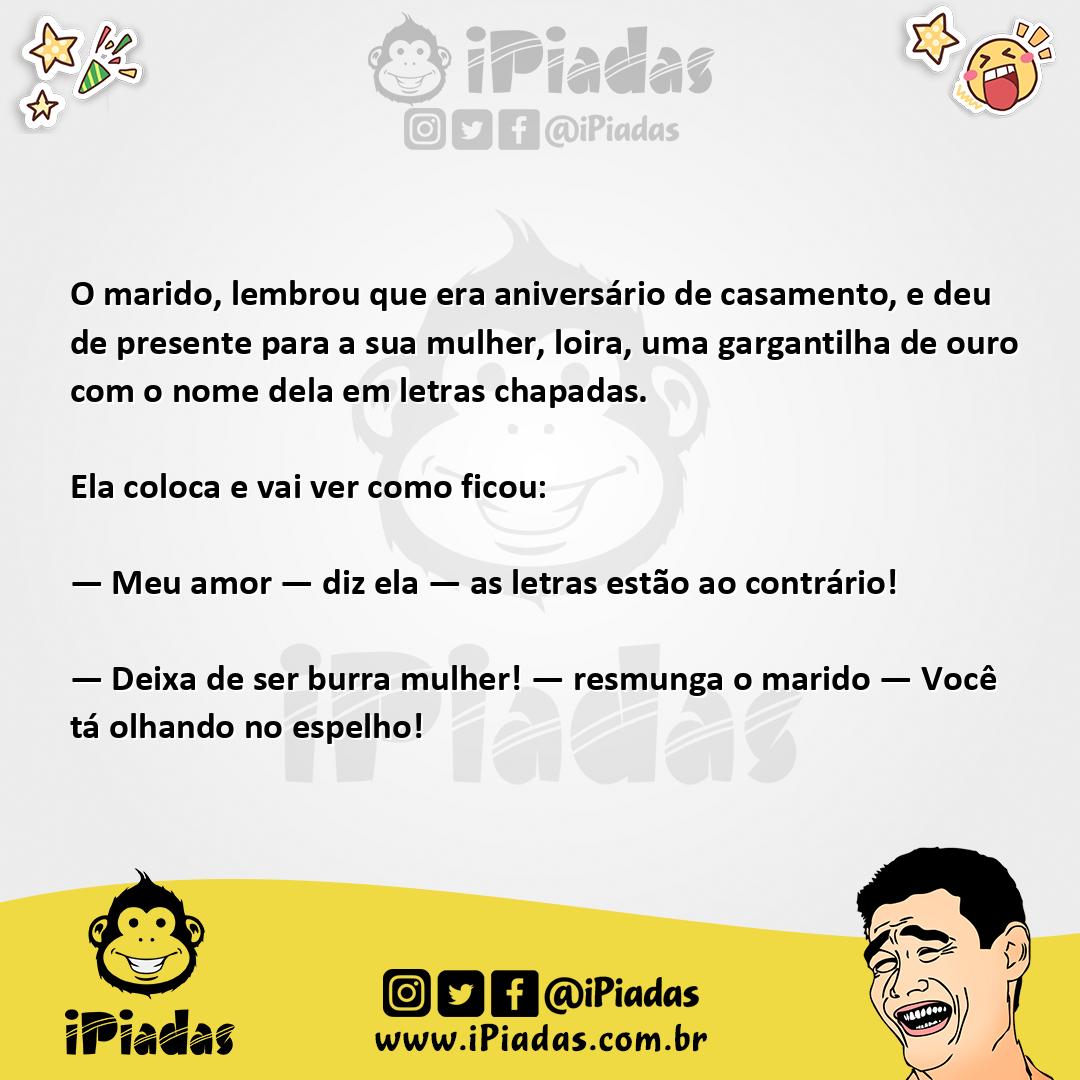 Ilustração da piada Aniversário de Casamento da Loira no iPiadas