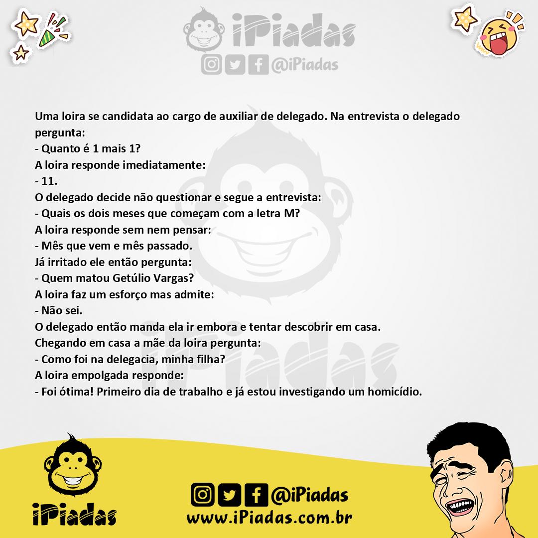 Ilustração da piada Entrevista da Loira na Delegacia no iPiadas