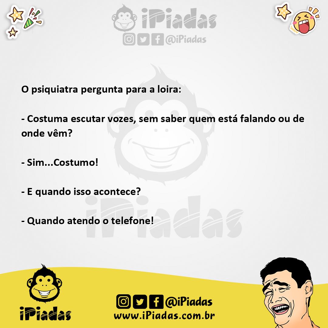 Ilustração da piada Escutando Vozes no iPiadas