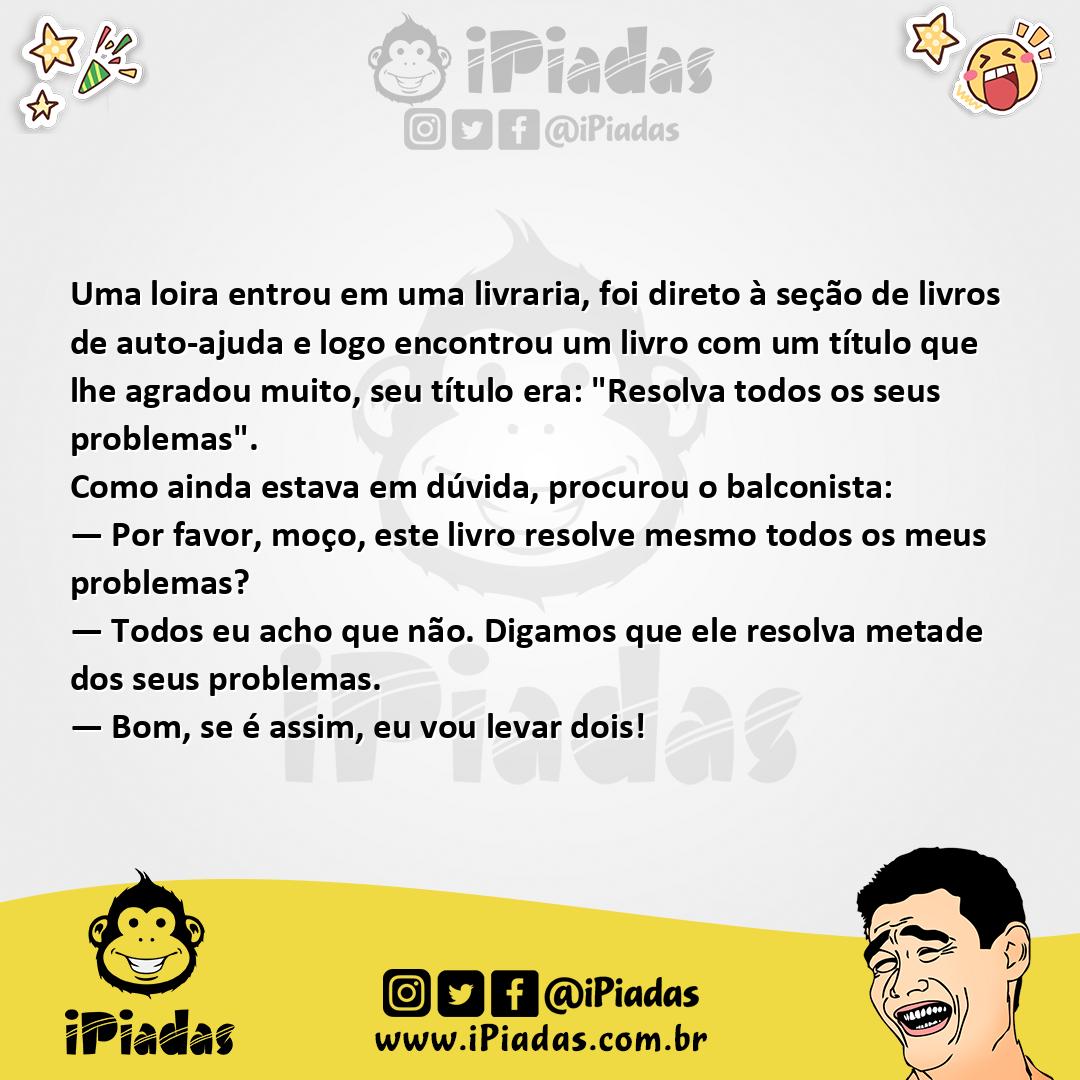 Ilustração da piada Loira na Livraria no iPiadas
