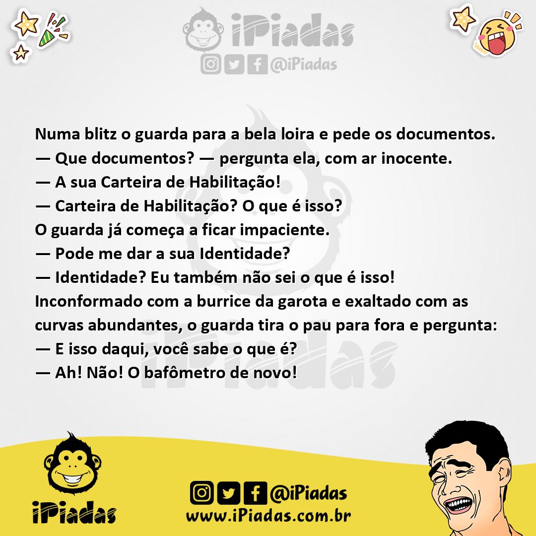 Ilustração da piada Parada na Blitz no iPiadas