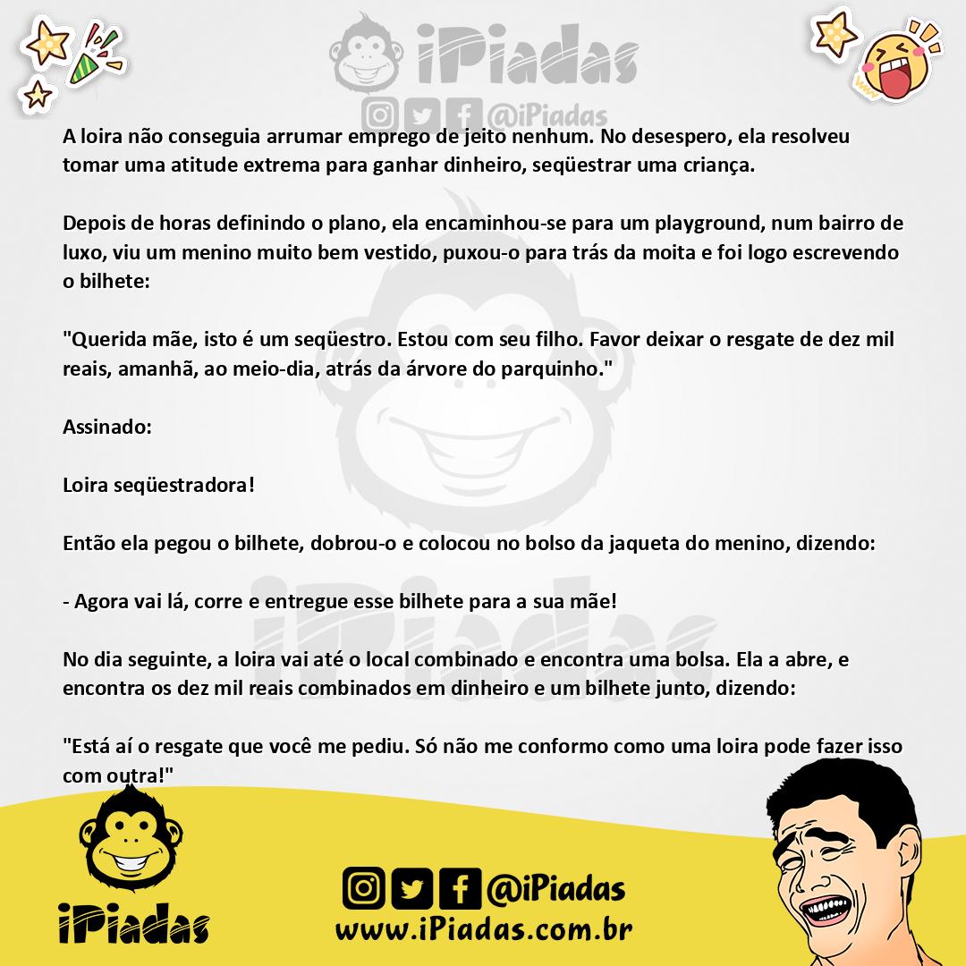 Ilustração da piada Seqüestro Fácil no iPiadas