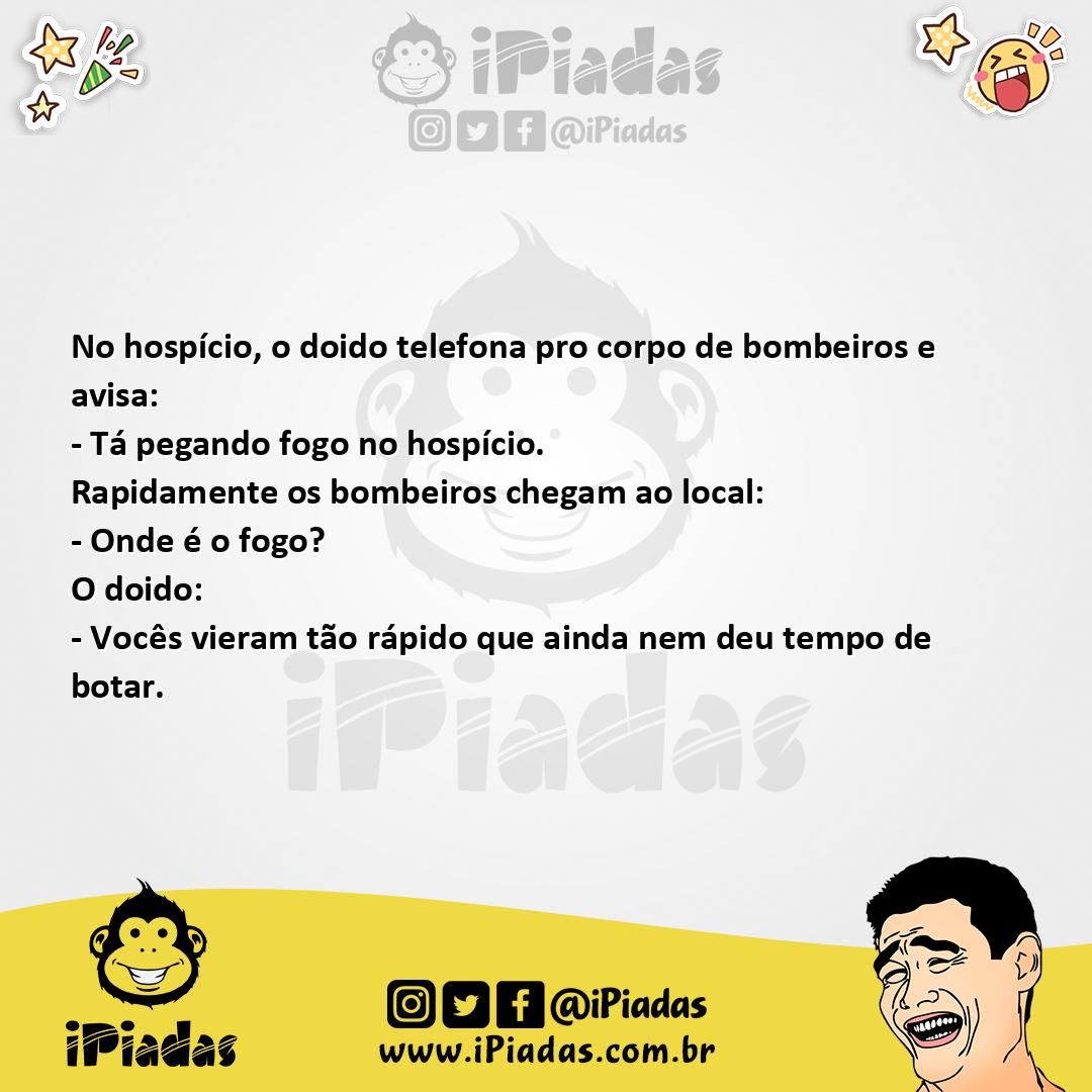 Ilustração da piada Fogo no Hospício no iPiadas