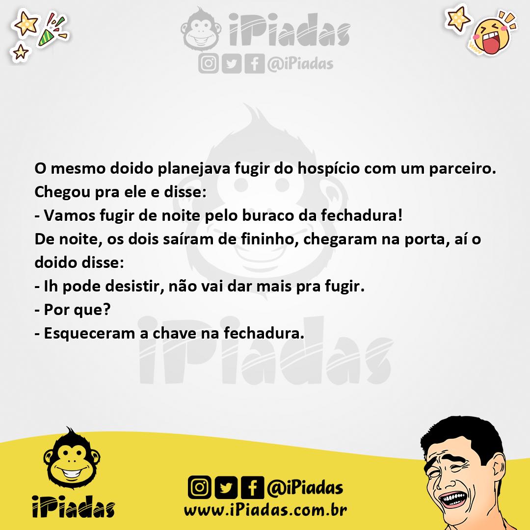 Ilustração da piada Fugir Pela Fechadura no iPiadas