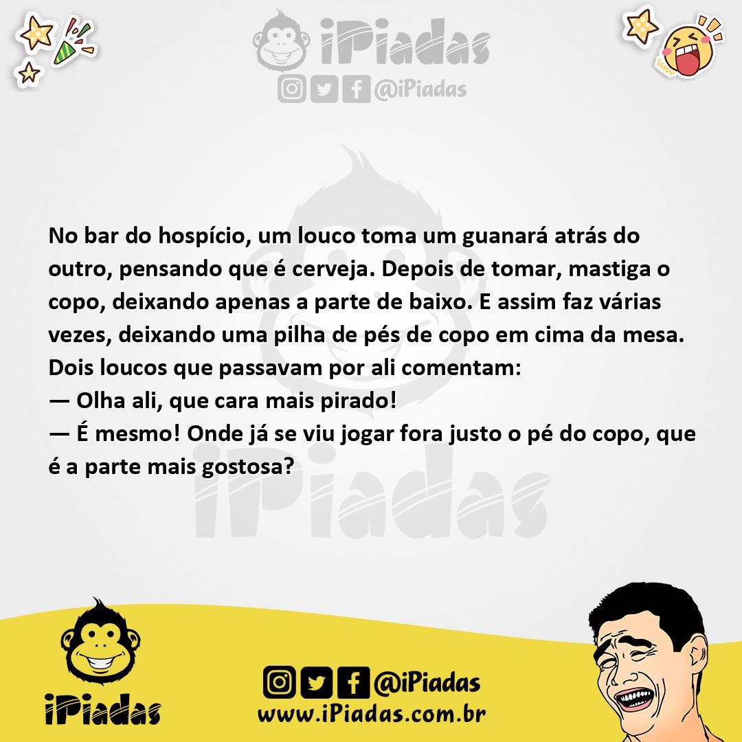 Ilustração da piada Mastigando o Copo no iPiadas