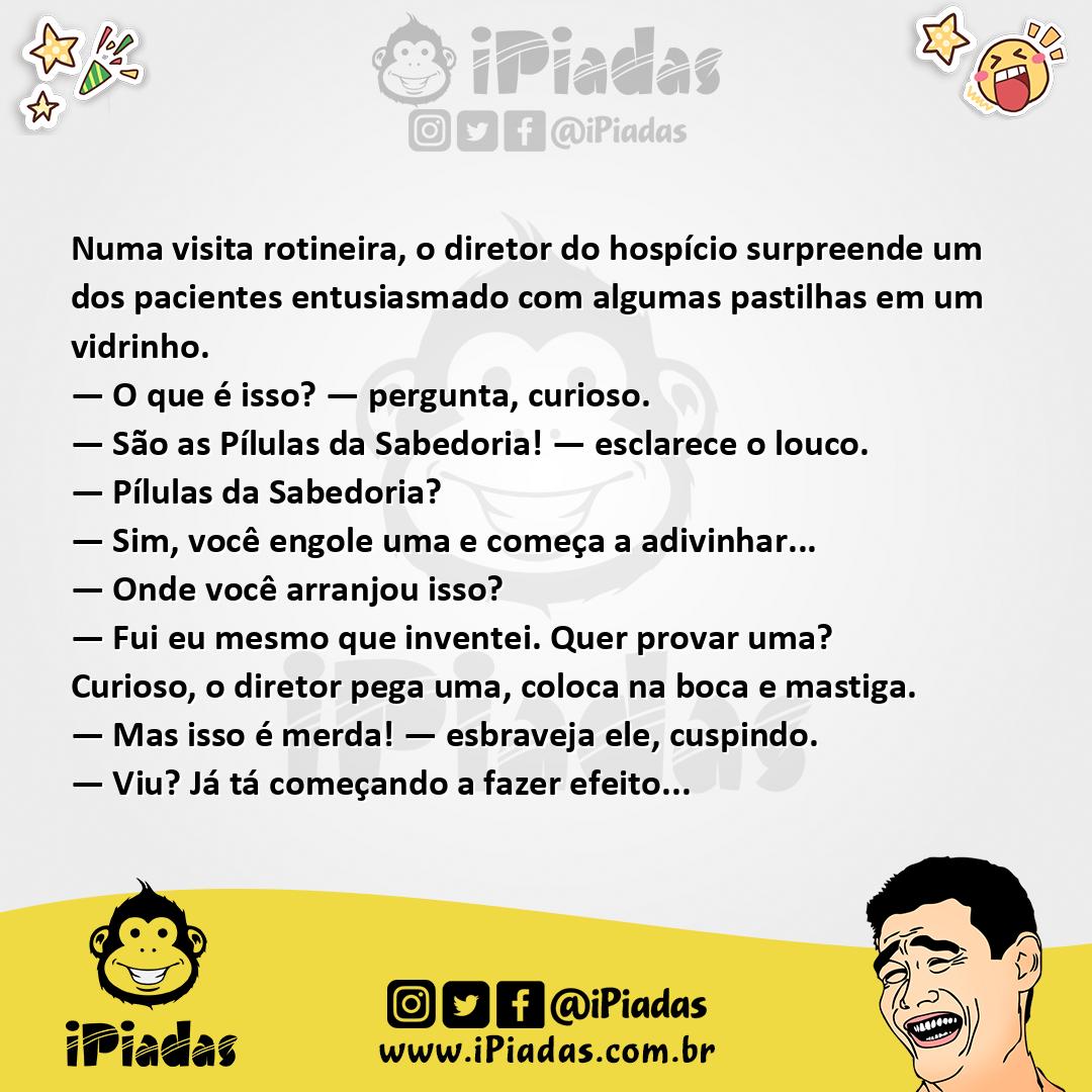 Ilustração da piada Pílulas da Sabedoria no iPiadas