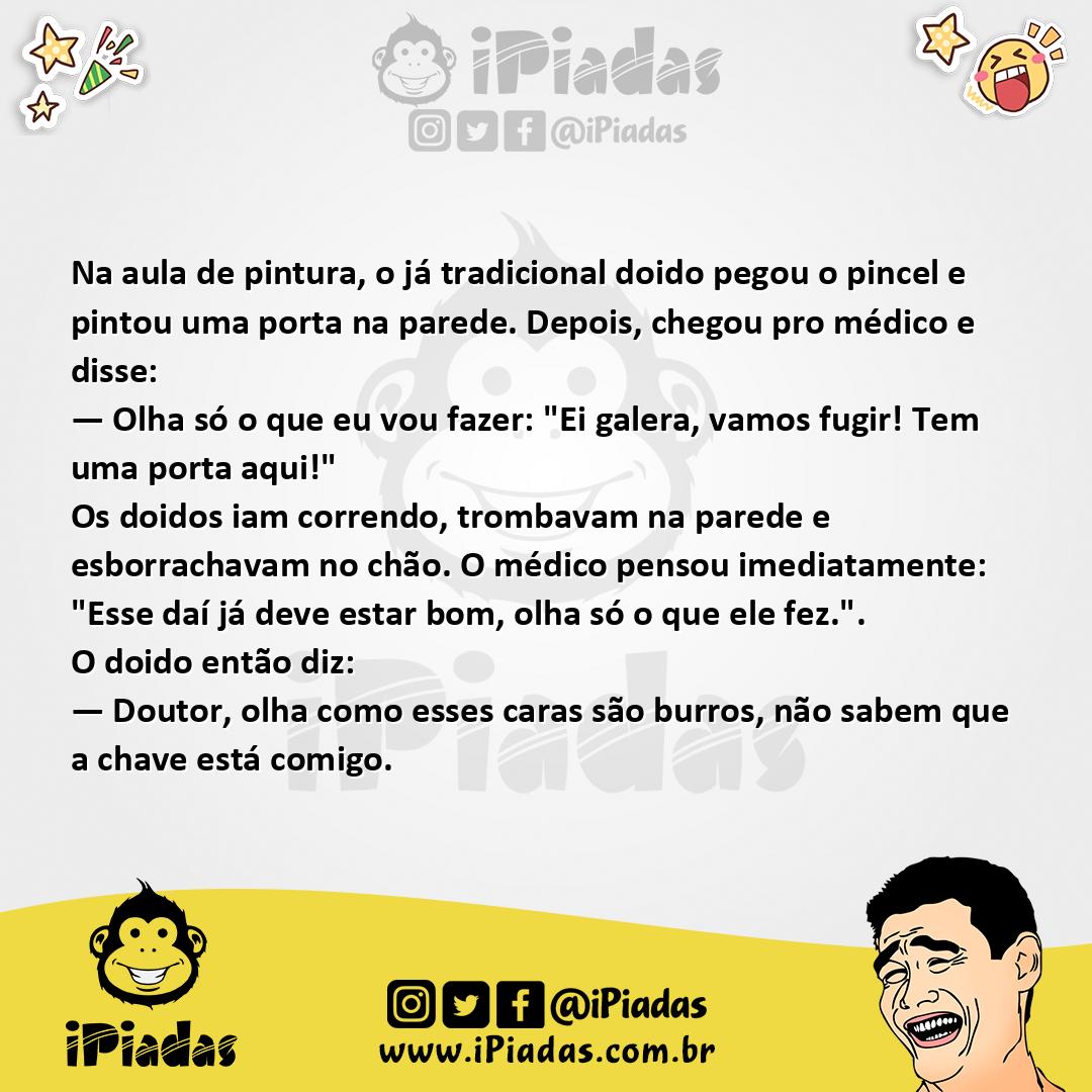 Ilustração da piada Porta na Parede no iPiadas