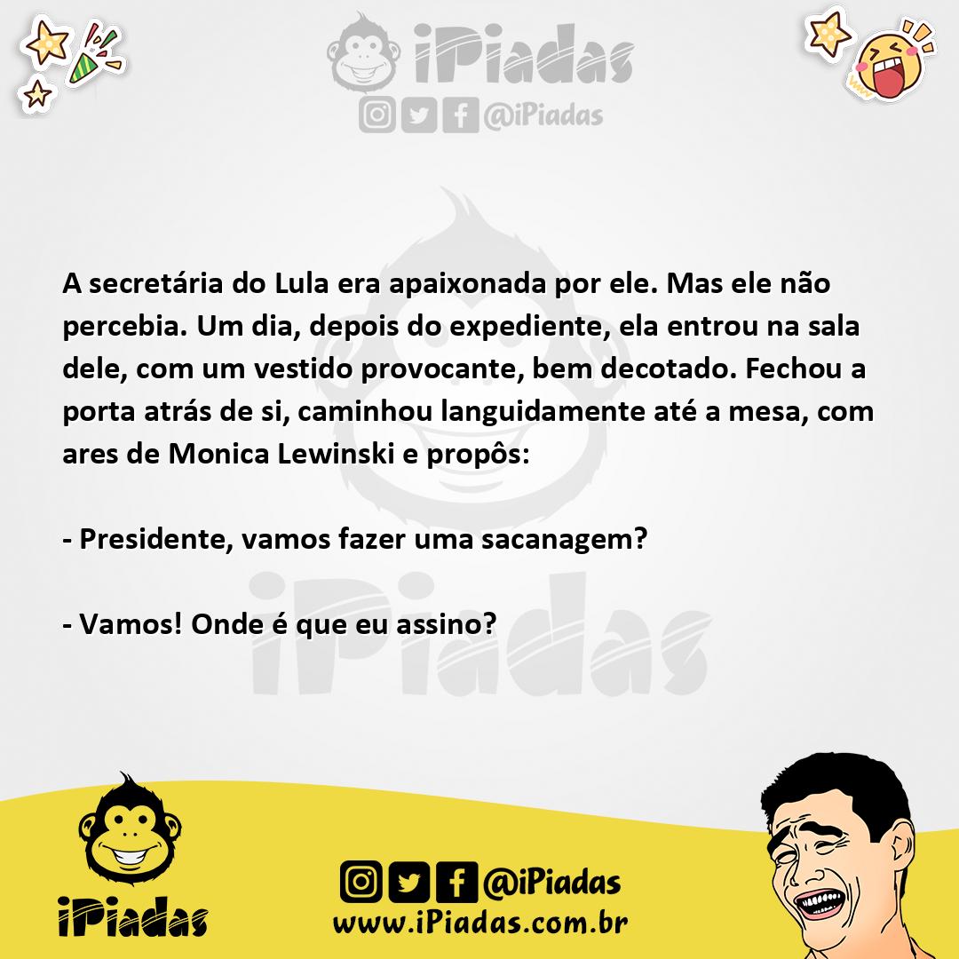 Ilustração da piada A secretária apaixonada por Lula no iPiadas