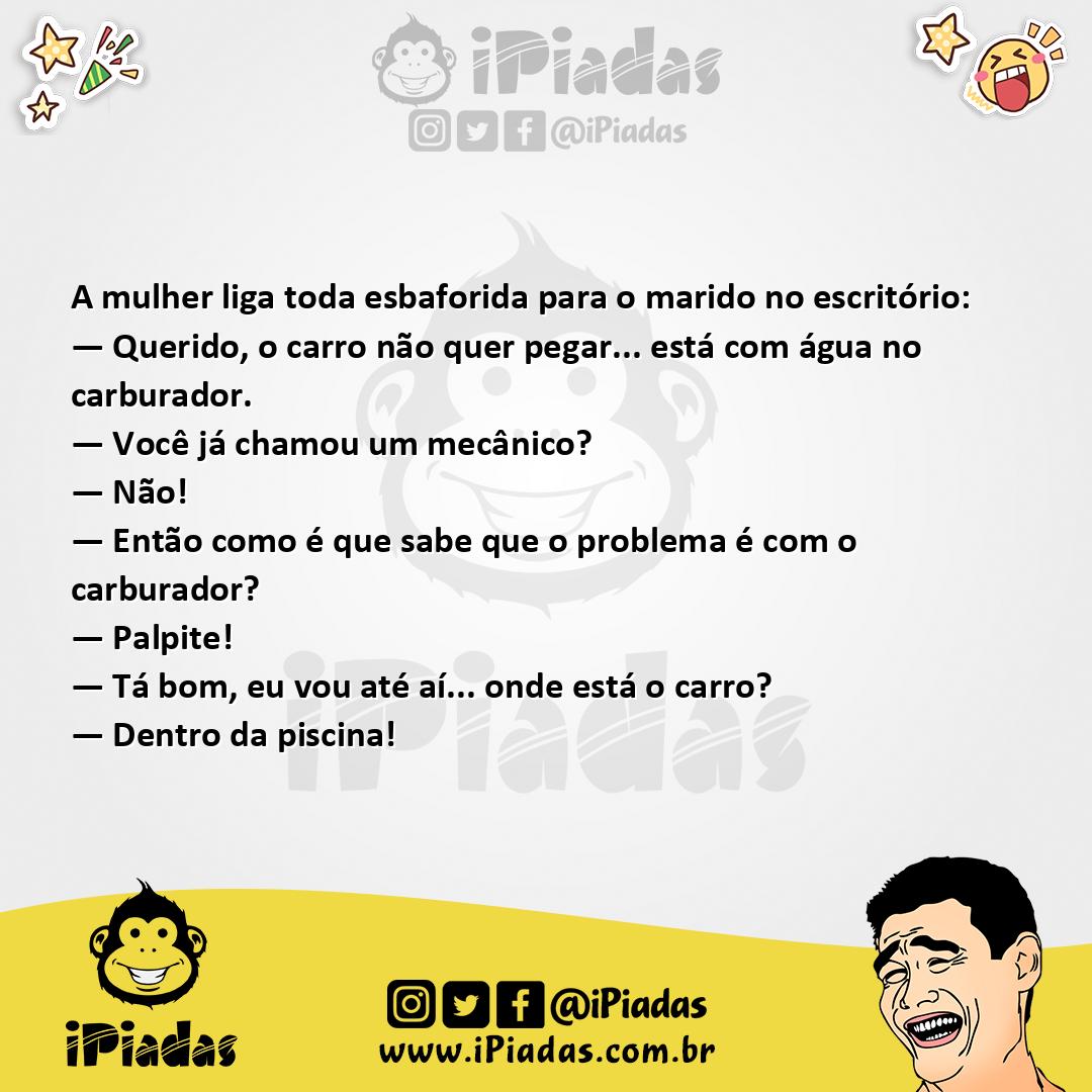 Ilustração da piada Água no Carburador no iPiadas