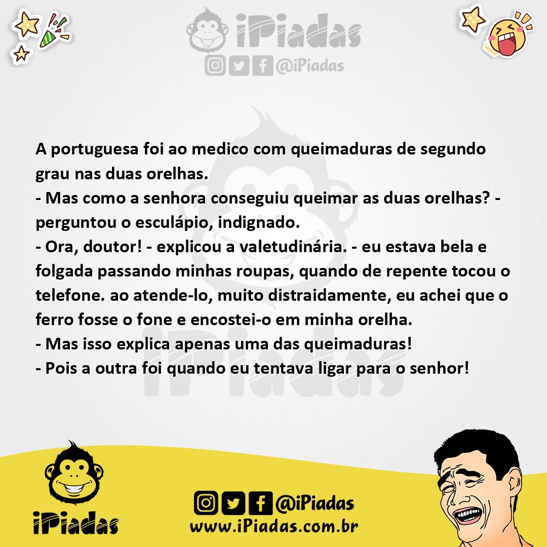 Ilustração da piada A queimadura no iPiadas