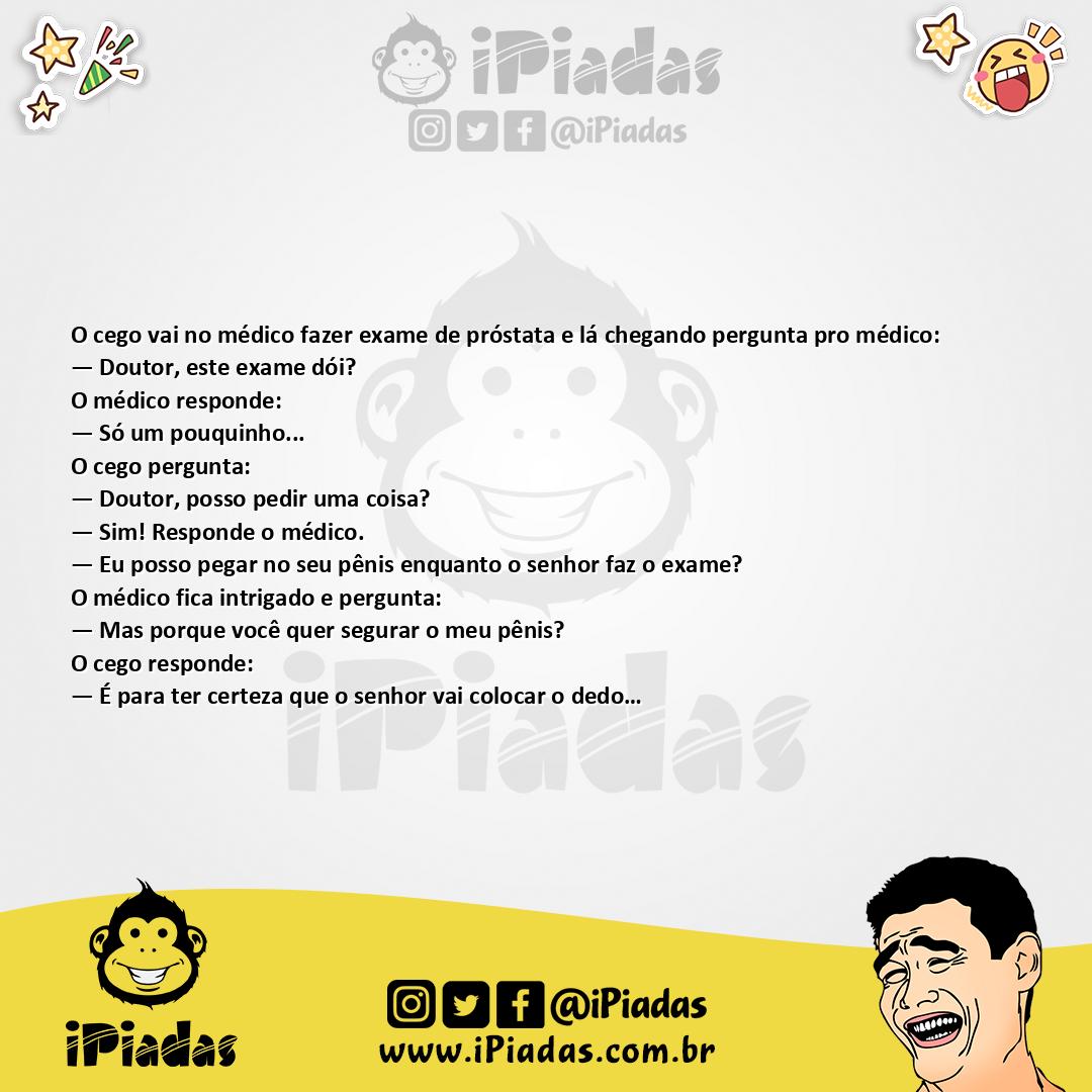 Ilustração da piada Cego no Exame de Próstata no iPiadas