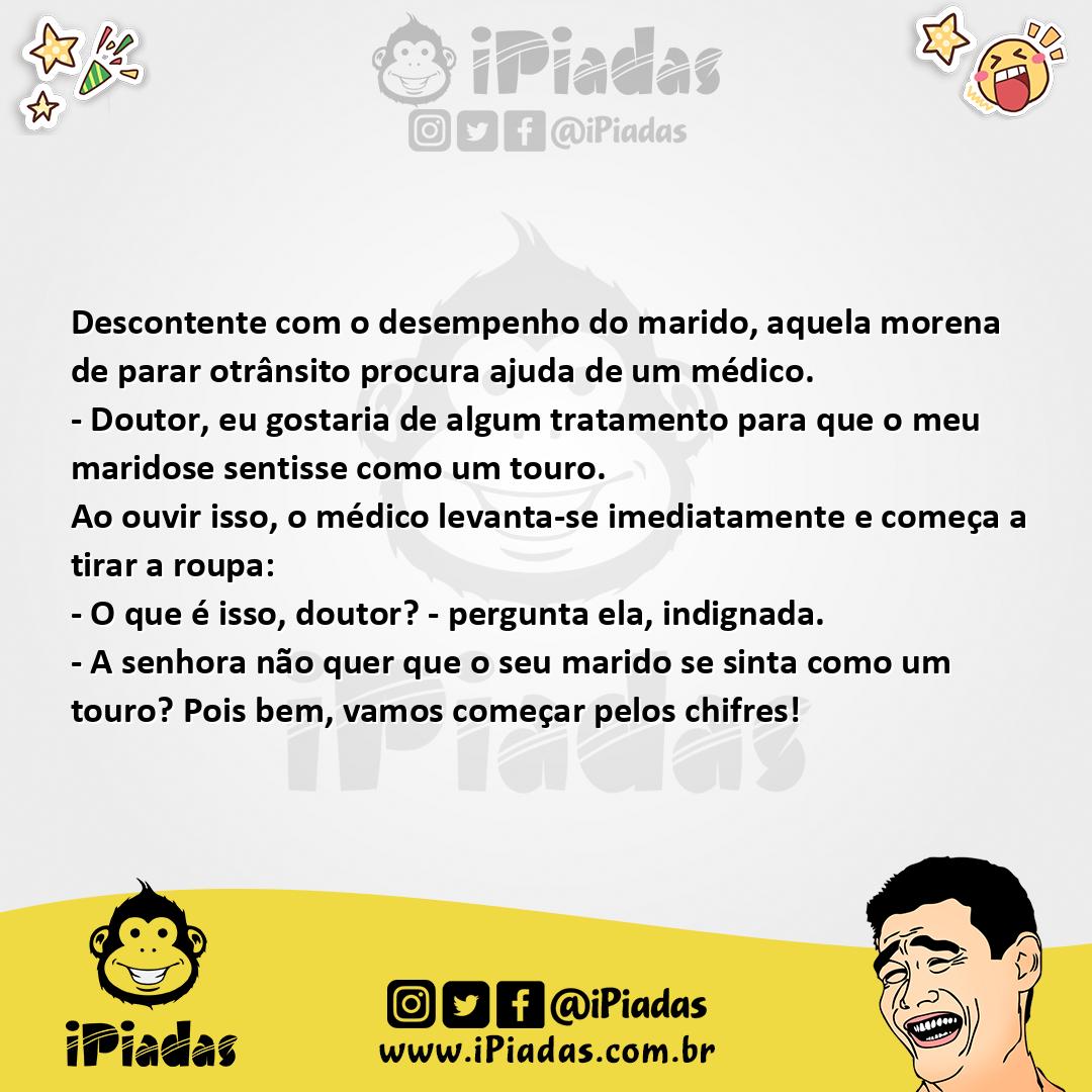 Ilustração da piada Marido Feito Touro no iPiadas