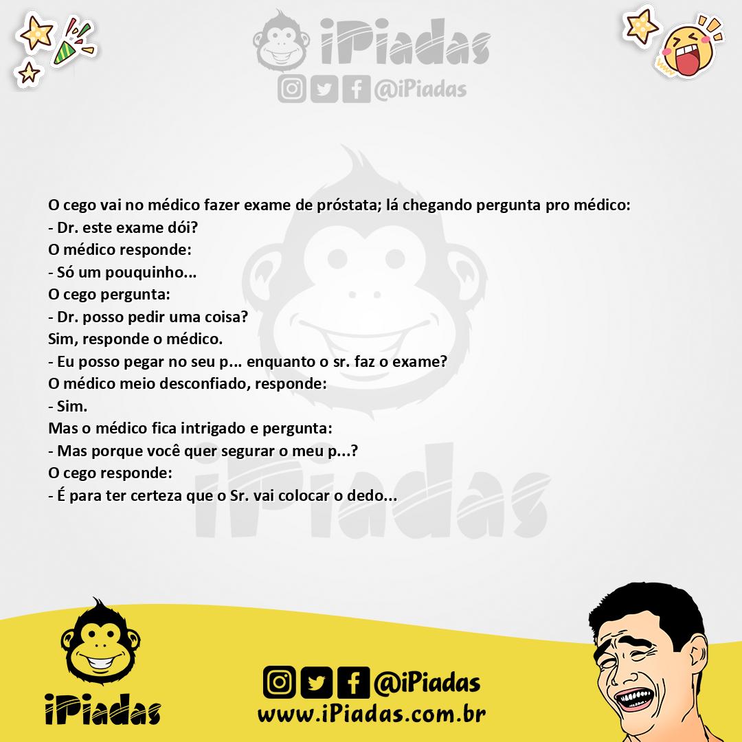 Ilustração da piada O cego e o exame de prostata no iPiadas