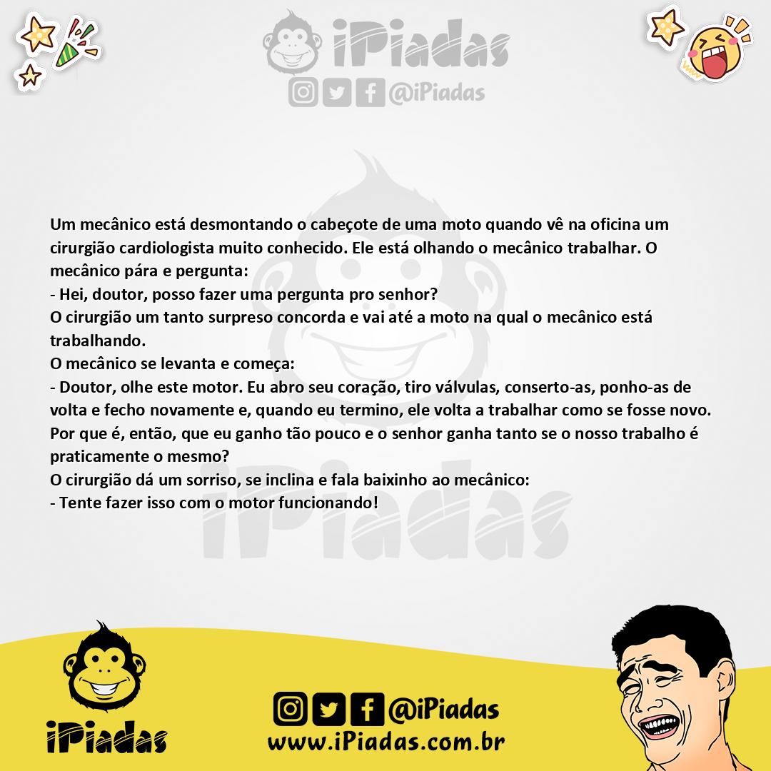 Ilustração da piada O mecânico e o cardiologista no iPiadas