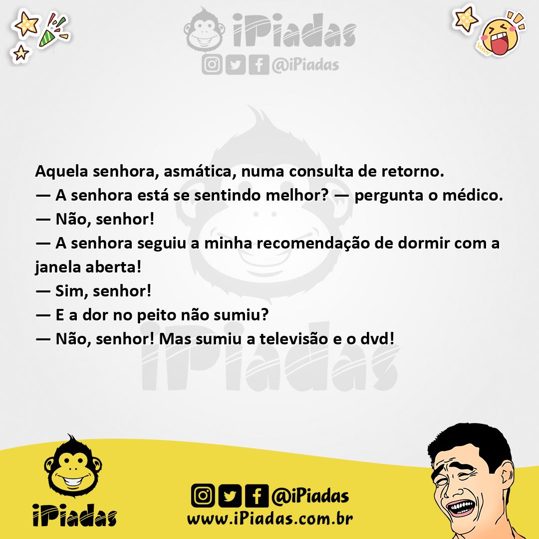 Ilustração da piada Senhora Asmática no iPiadas