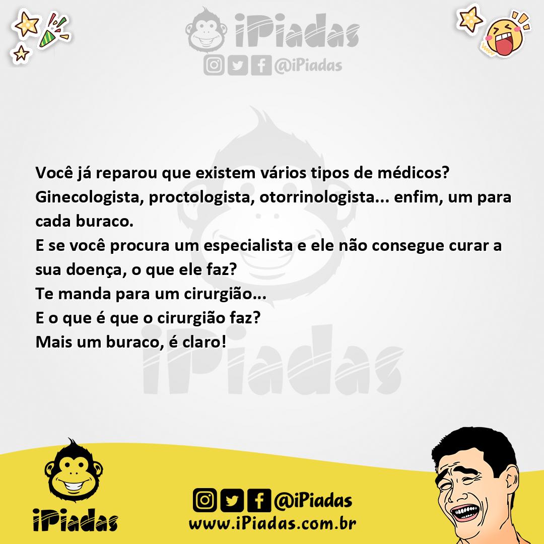 Ilustração da piada Tipos de Médico no iPiadas