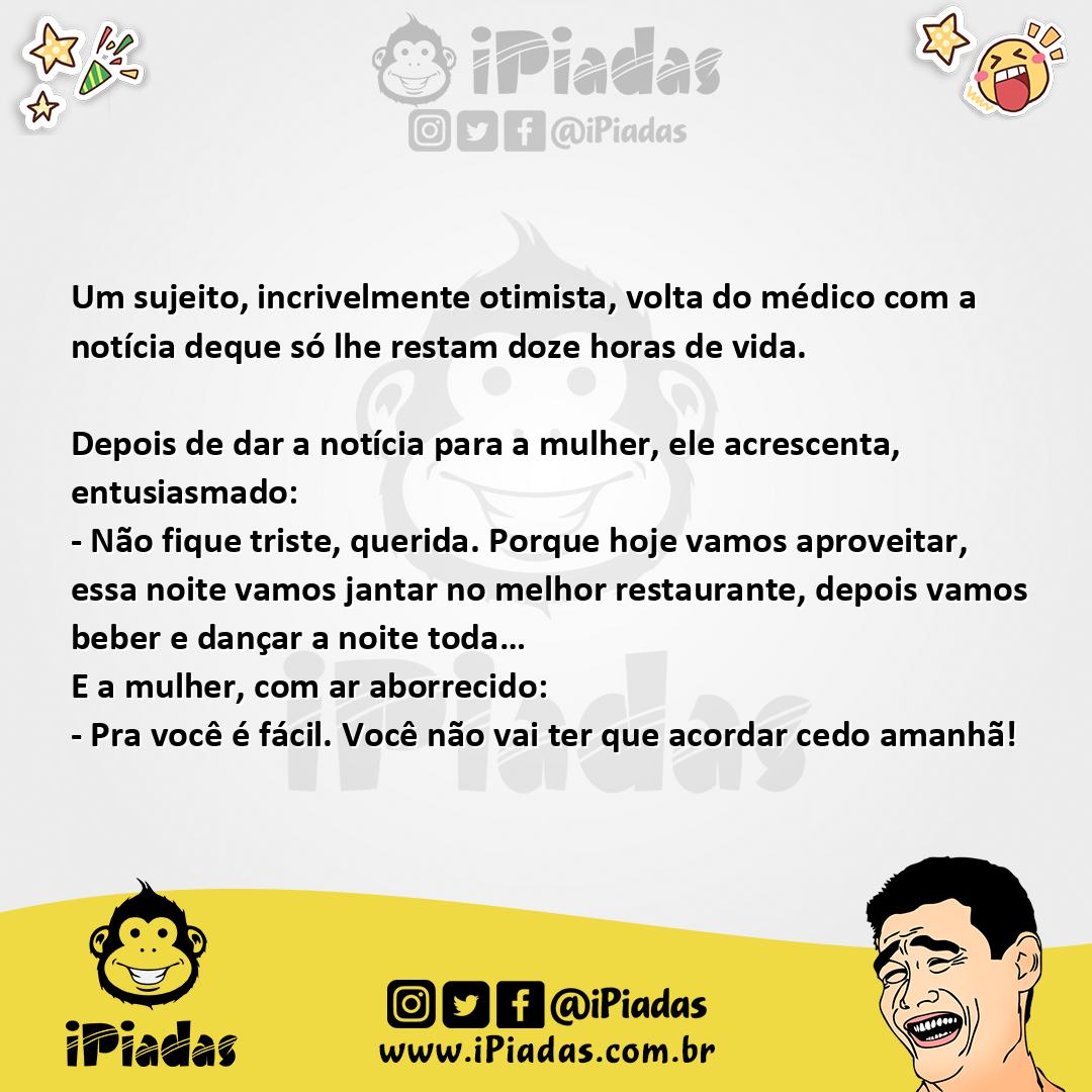 Ilustração da piada 12 horas de vida no iPiadas