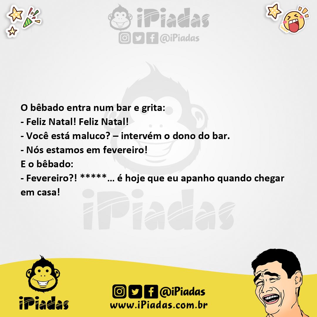 Ilustração da piada O bêbado entra num bar e grita: no iPiadas